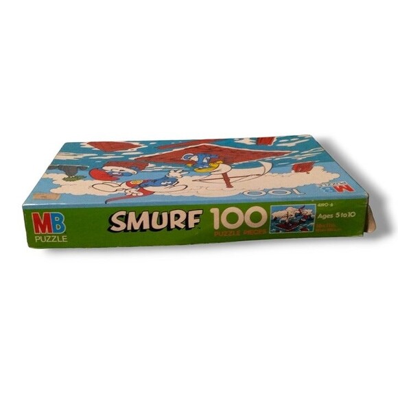 Milton Bradley Smurf Jigsaw Puzzle-Vintage-41906-100 Pieces-Smurfette-Complete - Picture 7 of 9